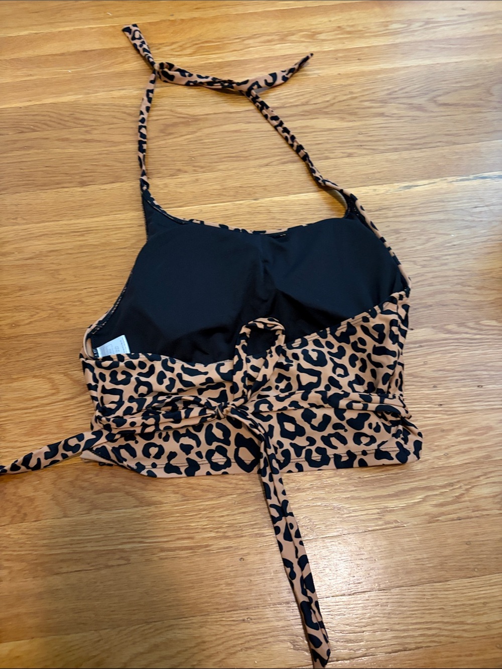 Leopard Halter Swim Top - Tan/Black image 3